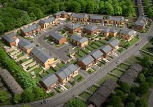 Aerial concept image of our development in Horwich.