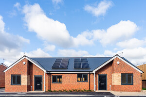 Two of the bungalows at our Lever Gardens Court development in Little Lever, Bolton. There are solar panels on the roof.