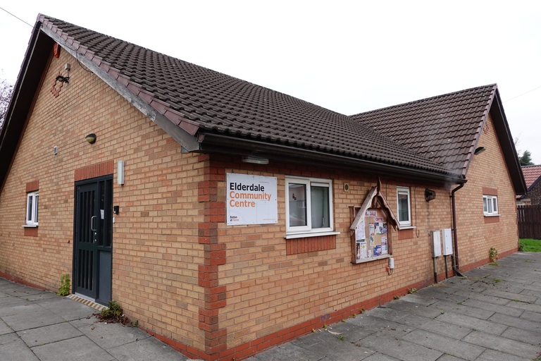 The entrance to Elderdale Community Centre, Breightmet, Bolton.
